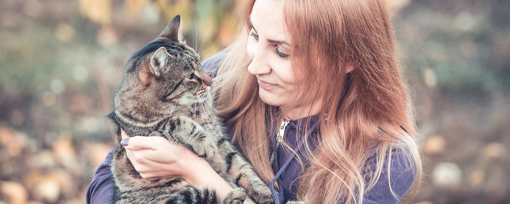 frau-katze-wald zugelaufene Katze - was tun?
